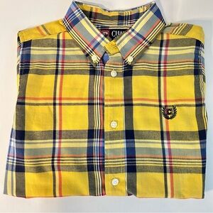 Ralph Lauren Chaps Boy’s Bright Yellow and Blue Plaid Button Down Shirt Size 7